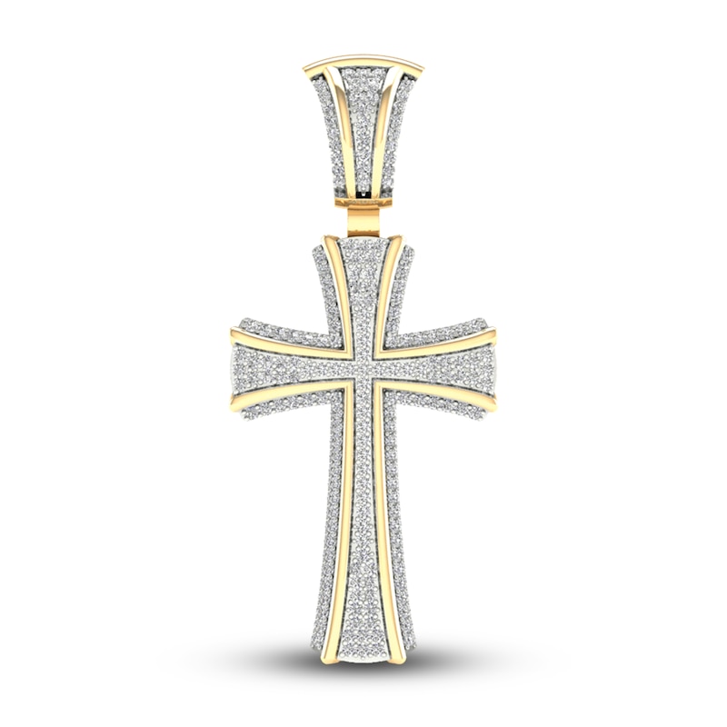 Main Image 1 of Men's Diamond Cross Charm 1/2 ct tw Round-cut 10K Yellow Gold