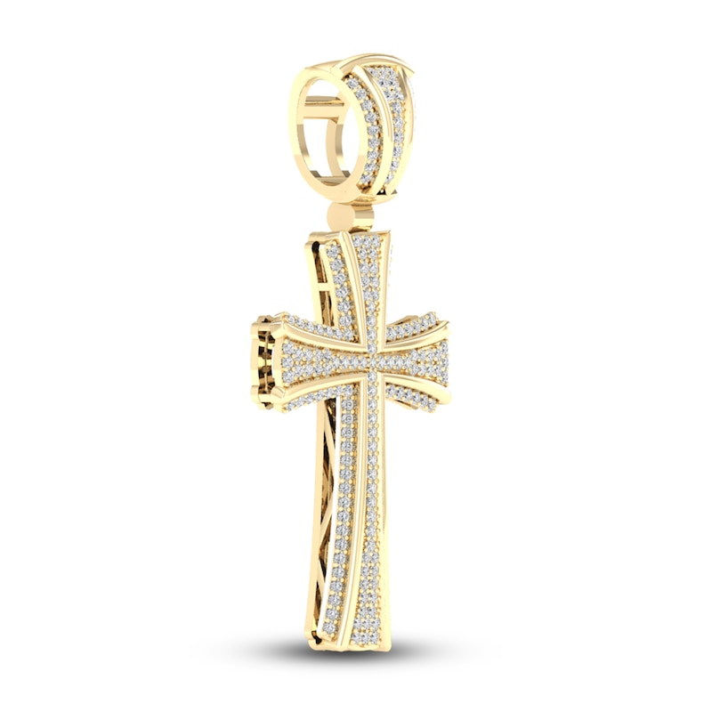 Main Image 2 of Men's Diamond Cross Charm 1/2 ct tw Round-cut 10K Yellow Gold