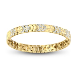 Men's Diamond Link Bracelet 1 ct tw Round-cut 10K Yellow Gold 8.5&quot;