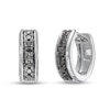 Thumbnail Image 1 of Men's Black Diamond Huggie Hoop Earrings 1/3 ct tw Round-cut 10K White Gold