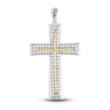 Thumbnail Image 1 of Men's Diamond Cross Charm 2 ct tw Round-cut 10K Two-Tone Gold