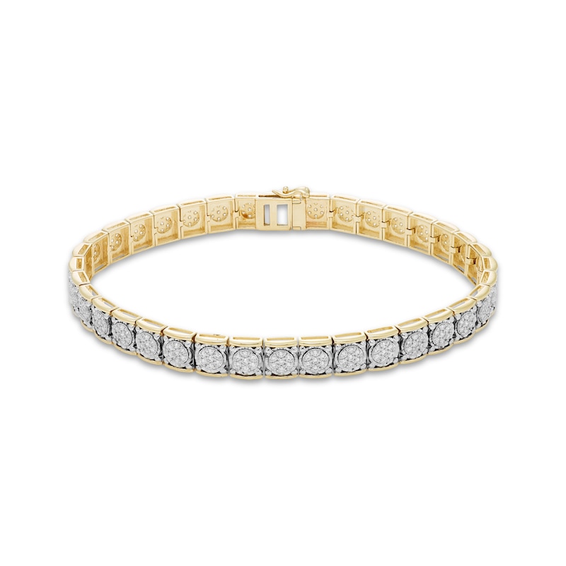 Main Image 1 of Men's Diamond Large Tennis Bracelet 2 ct tw Round-cut 10K Yellow Gold 8.5&quot;