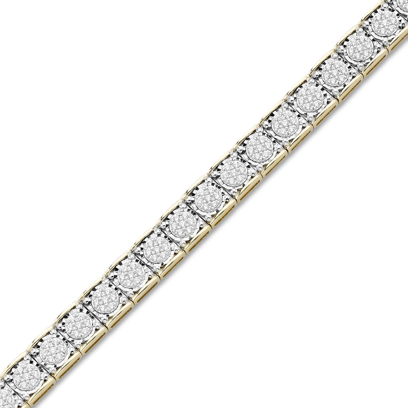Men's Diamond Tennis Bracelet 2 ct tw Round-cut 10K Yellow Gold 8.5