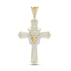 Thumbnail Image 1 of Men's Diamond & Lab-Created Ruby Lion Cross Pendant 1/2 ct tw Round & Baguette-cut 10K Yellow Gold