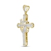 Thumbnail Image 3 of Men's Diamond & Lab-Created Ruby Lion Cross Pendant 1/2 ct tw Round & Baguette-cut 10K Yellow Gold