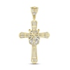 Thumbnail Image 4 of Men's Diamond & Lab-Created Ruby Lion Cross Pendant 1/2 ct tw Round & Baguette-cut 10K Yellow Gold