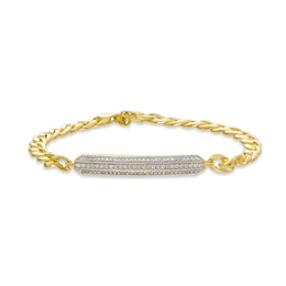 Men's Diamond Bar Bracelet 1/2 ct tw Round-cut 10K Yellow Gold 8.5&quot;