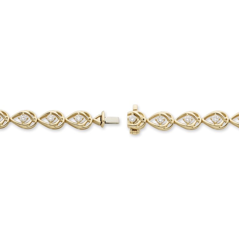 Main Image 3 of Love Entwined Diamond Bracelet 1 ct tw Round-cut 10K Yellow Gold 7&quot;