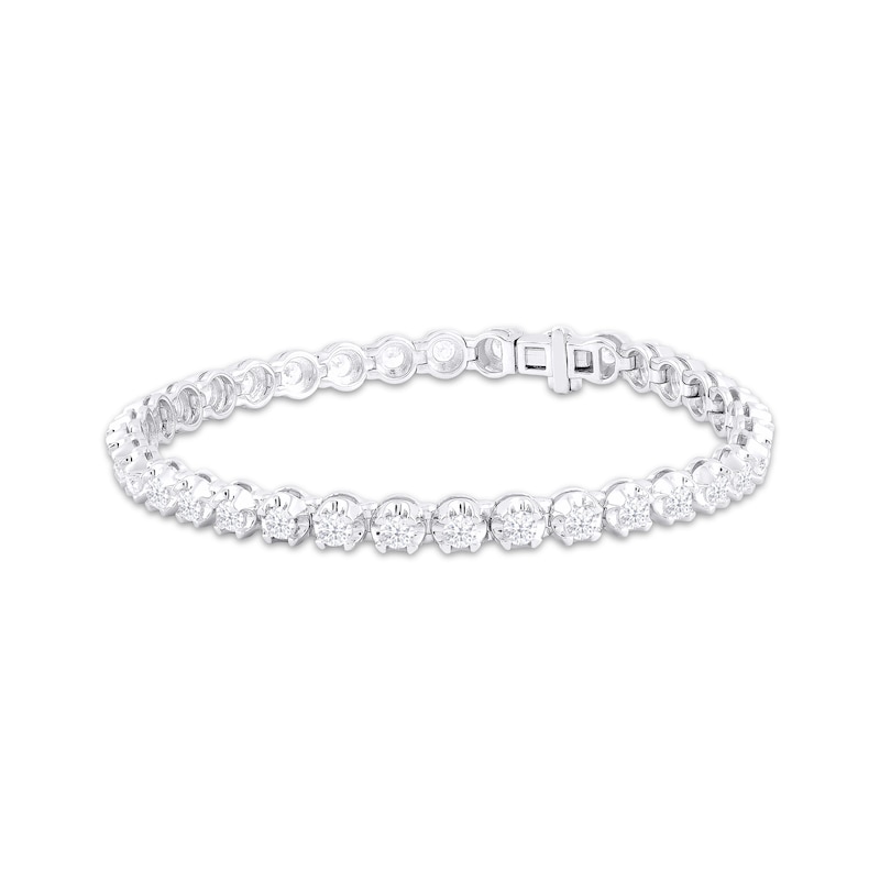 Main Image 1 of Lab-Grown Diamonds by KAY Line Bracelet 5 ct tw Round-cut 14K White Gold 7.25&quot;