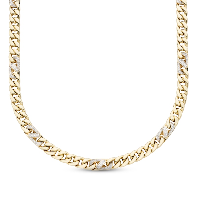 Main Image 1 of Men's Diamond Cuban Chain Necklace 2 ct tw Round-cut 10K Yellow Gold 22&quot;