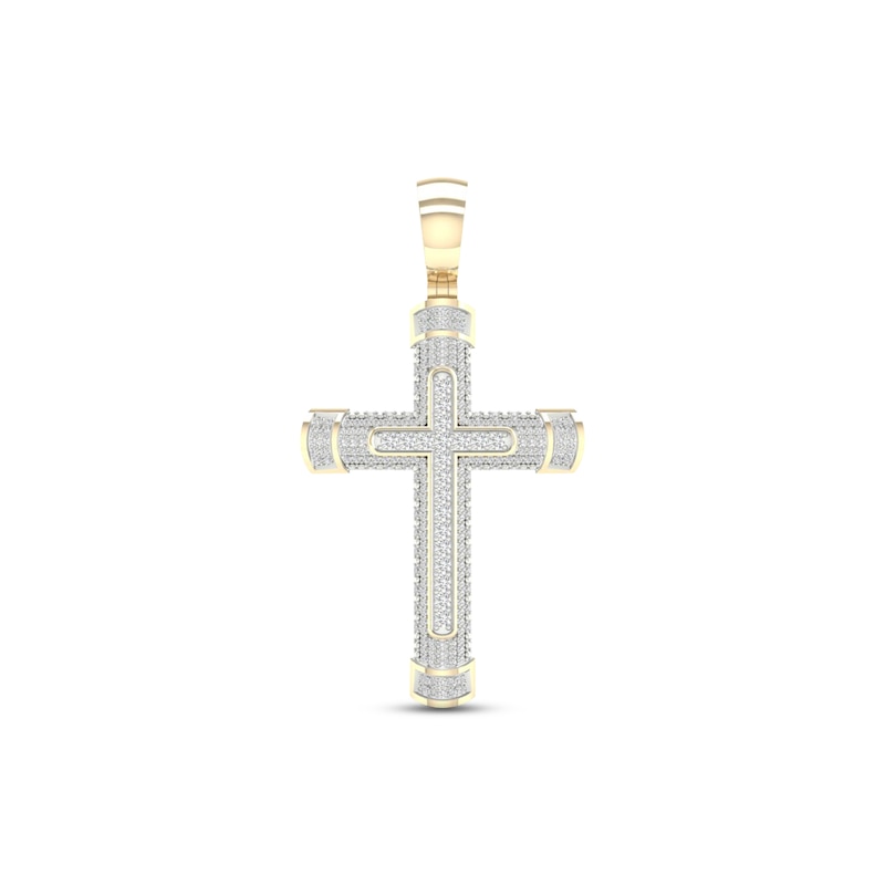 Main Image 1 of Diamond Cross Charm 1 ct tw Round-cut 10K Yellow Gold