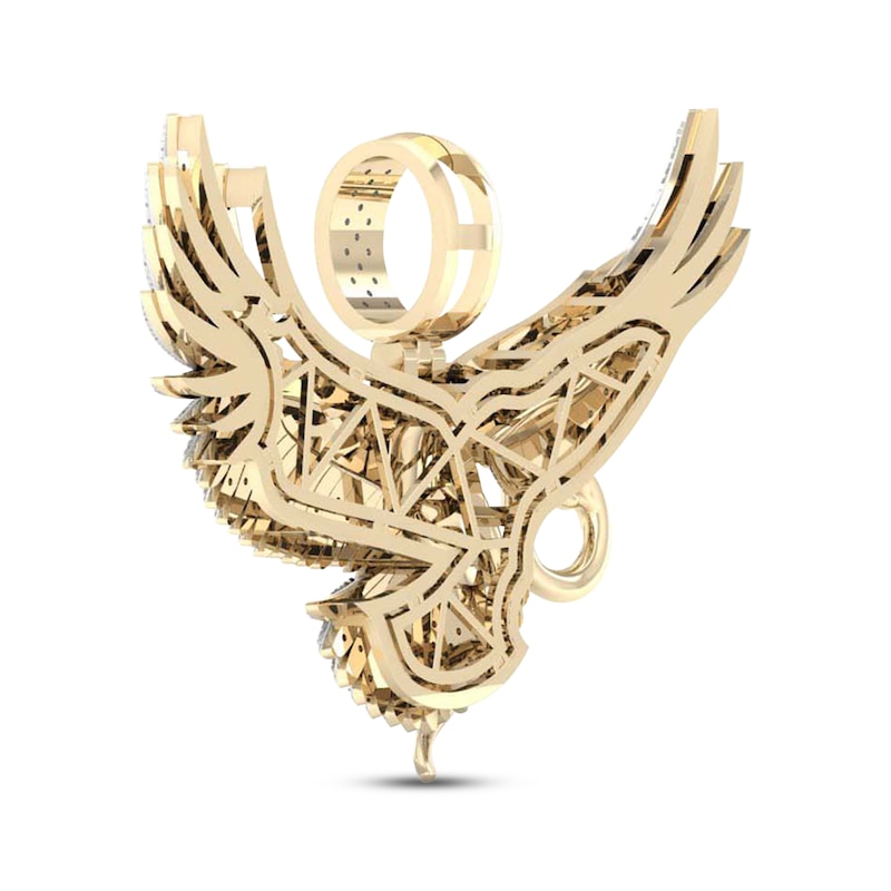 Brand New 14K Yellow Gold Polish Eagle Symbols in Circle Charm