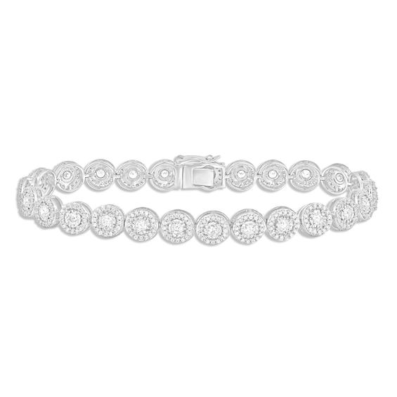 Multi-Diamond Line Bracelet 3 ct tw Round-cut 10K White Gold 7.25"