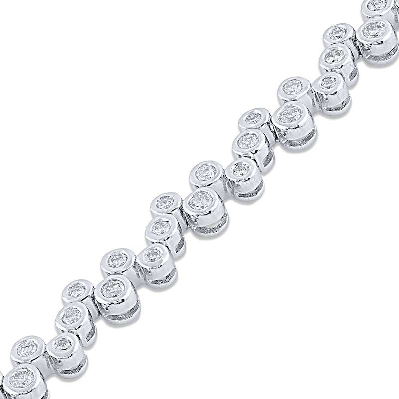 Diamond Bubble Link Bracelet 2 ct tw 14K White Gold 7"