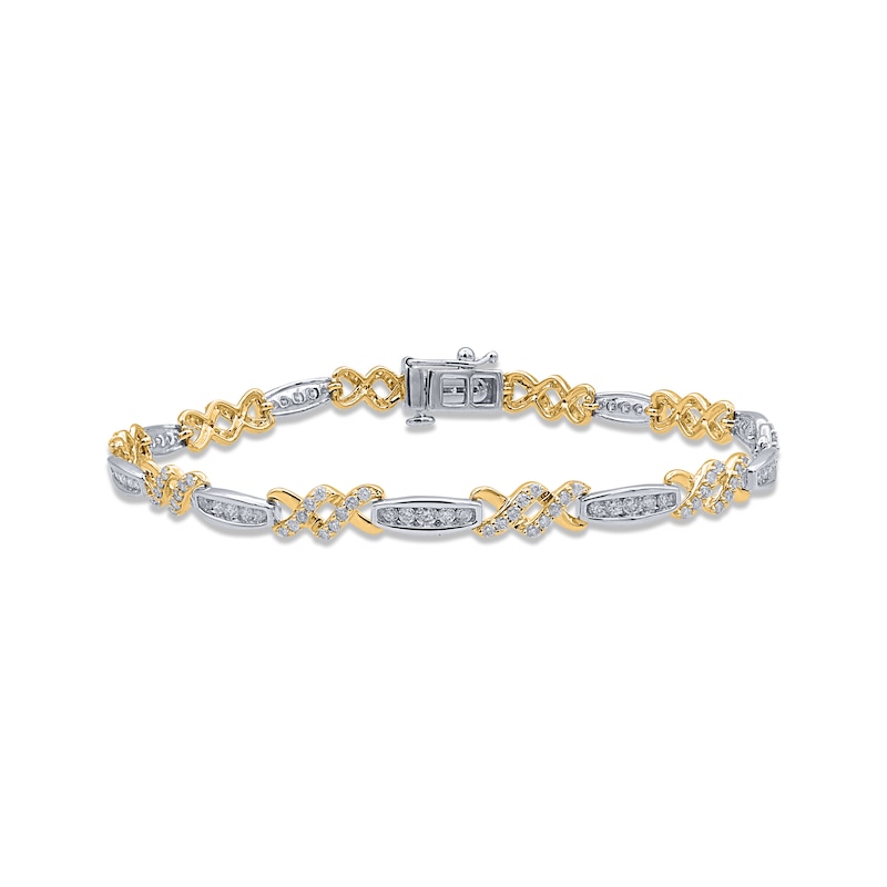 Diamond Link Bracelet 1-1/2 ct tw 14K Two-Tone Gold 7"