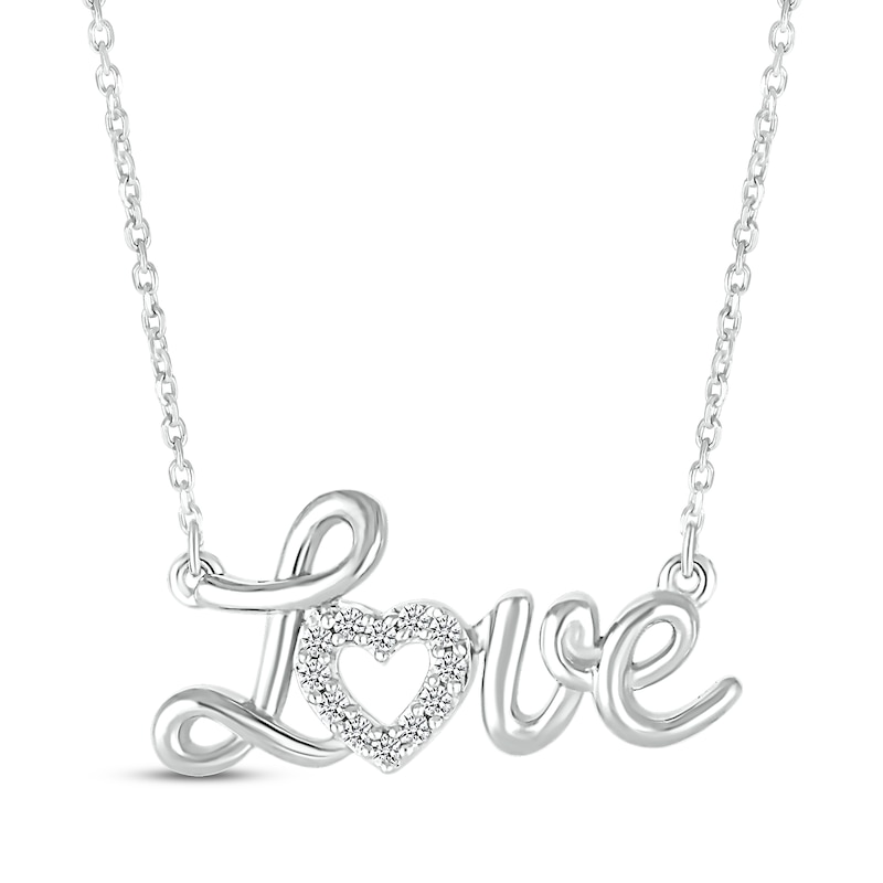 Diamond "Love" Necklace 1/20 ct tw Sterling Silver 18”
