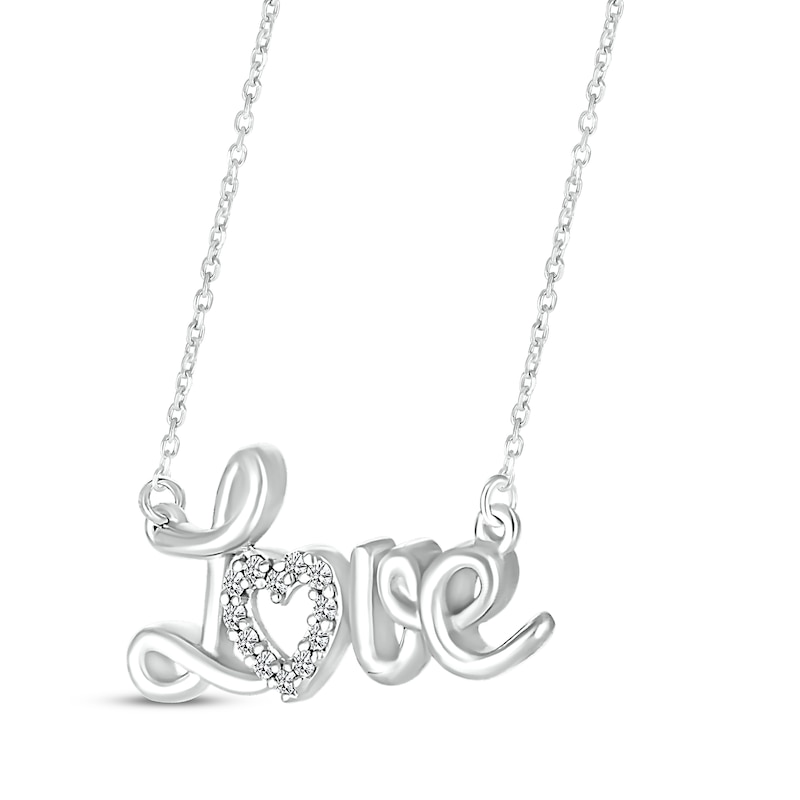 Diamond "Love" Necklace 1/20 ct tw Sterling Silver 18”