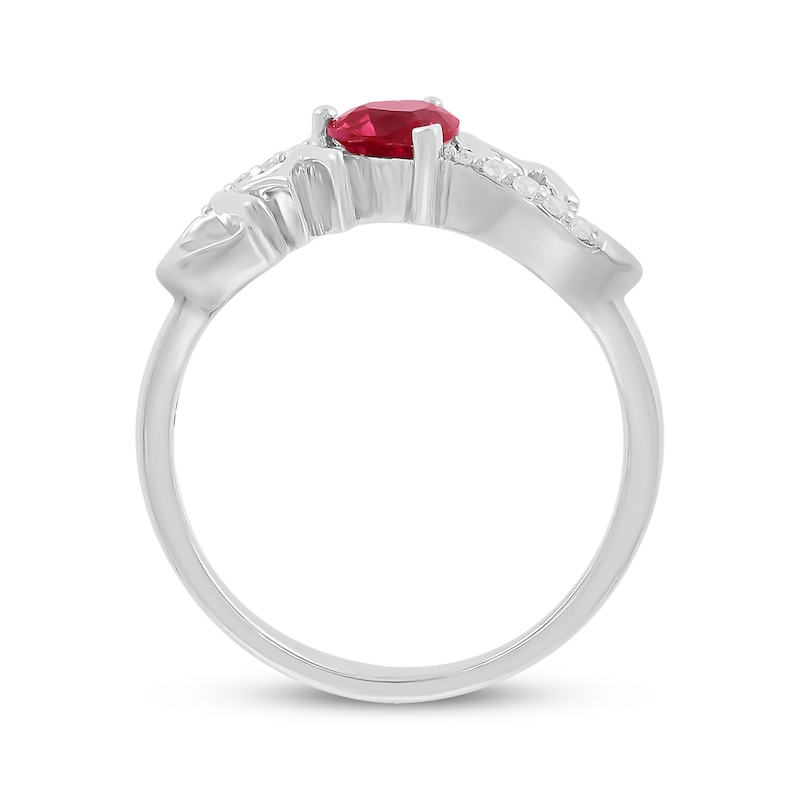 Main Image 3 of Heart-Shaped Lab-Created Ruby & White Lab-Created Sapphire &quot;Mom&quot; Infinity Ring Sterling Silver