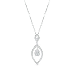 Diamond Marquise Drop Necklace 1/3 ct tw 10K White Gold 18&quot;