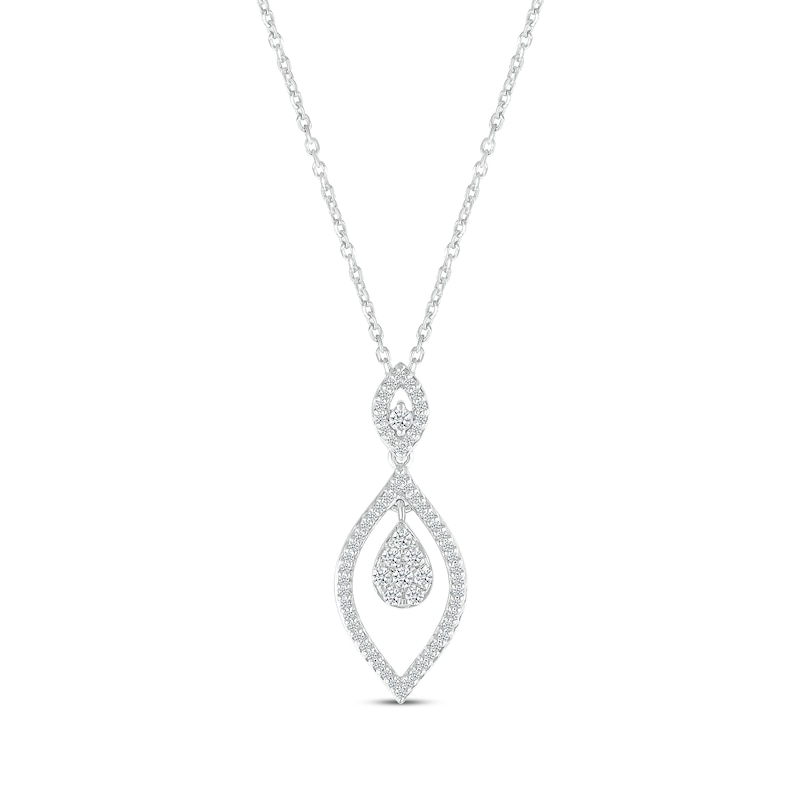 Main Image 1 of Diamond Marquise Drop Necklace 1/3 ct tw 10K White Gold 18&quot;