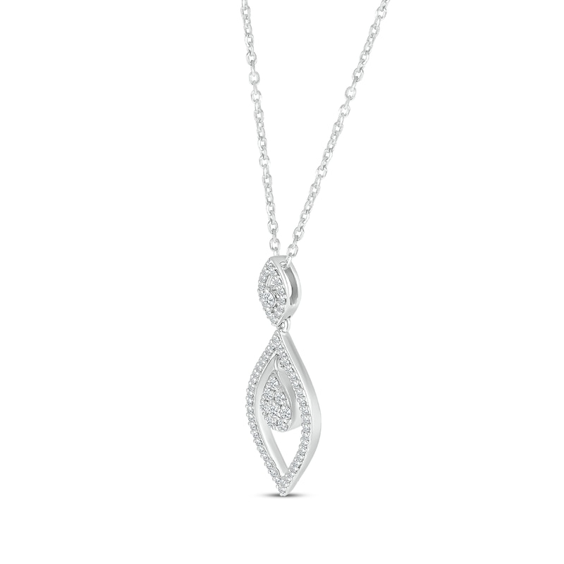 Main Image 2 of Diamond Marquise Drop Necklace 1/3 ct tw 10K White Gold 18&quot;