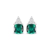 Thumbnail Image 1 of Cushion-Cut Lab-Created Emerald & White Lab-Created Sapphire Earrings Sterling Silver
