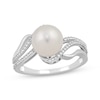 Thumbnail Image 1 of Cultured Pearl & White Lab-Created Sapphire Bypass Ring