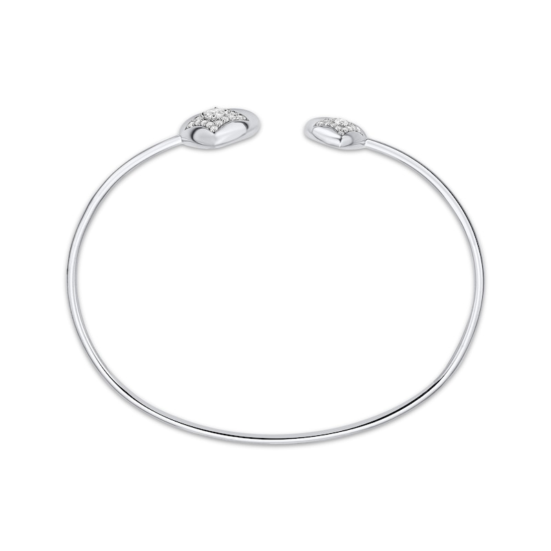 Main Image 2 of Diamond Inset Double Heart Cuff Bracelet 1/3 ct tw 10K White Gold