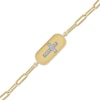 Thumbnail Image 3 of Diamond Sideways Cross Quinceañera Paperclip Bracelet 1/20 ct tw 10K Yellow Gold 7.5&quot;