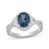 Thumbnail Image 1 of Oval-Cut London Blue Topaz & White Lab-Created Sapphire Ring Sterling Silver