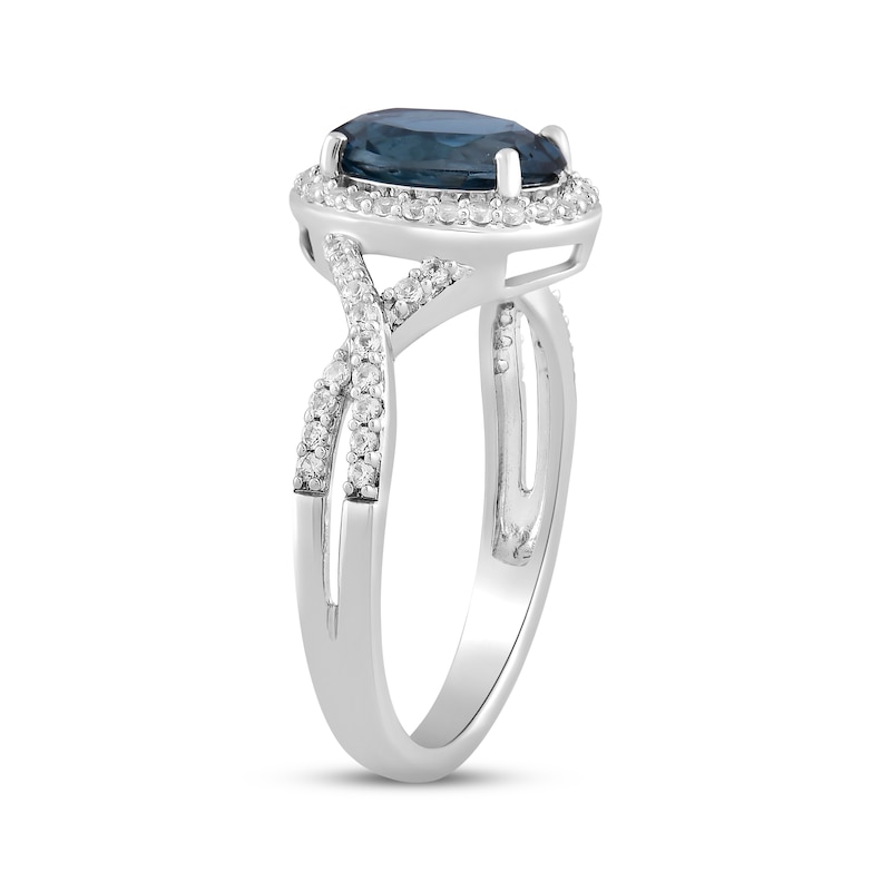 Main Image 2 of Oval-Cut London Blue Topaz & White Lab-Created Sapphire Ring Sterling Silver