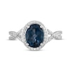 Thumbnail Image 3 of Oval-Cut London Blue Topaz & White Lab-Created Sapphire Ring Sterling Silver