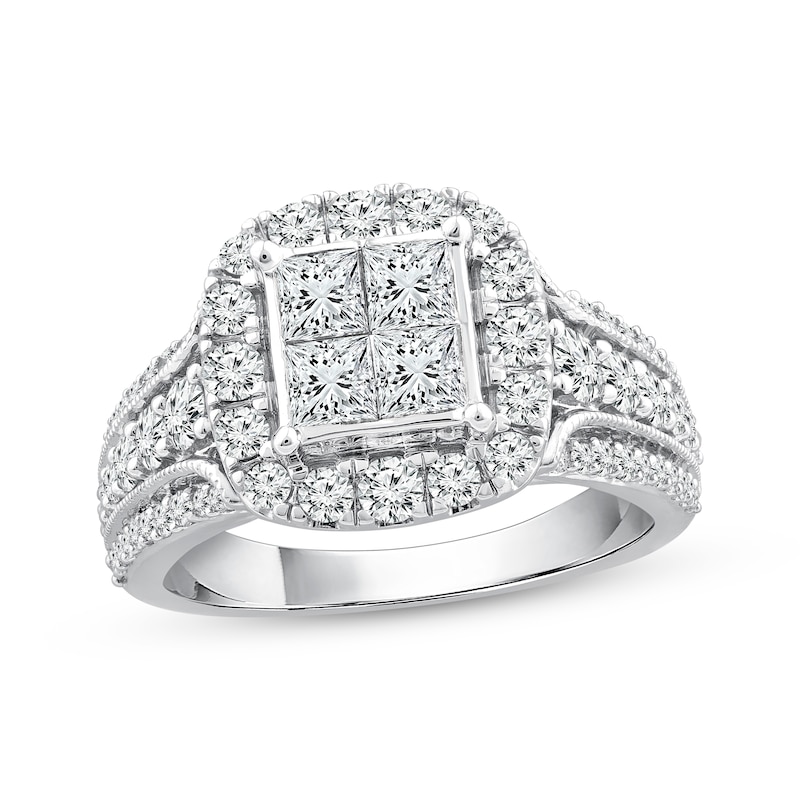 Main Image 1 of Princess-Cut Diamond Engagement Ring 1-3/4 ct tw 14K White Gold