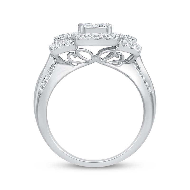 Main Image 3 of Princess & Baguette-Cut Diamond Engagement Ring 1 ct tw 10K White Gold