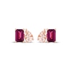 Thumbnail Image 2 of Toi et Moi Emerald-Cut Rhodolite Garnet & Pear-Shaped Morganite Earrings 10K Rose Gold