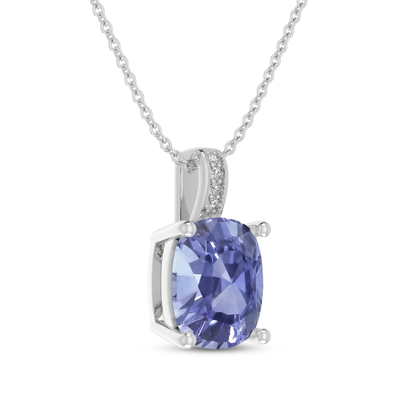 Main Image 2 of Cushion-Cut Blue Lab-Created Sapphire & White Lab-Created Sapphire Necklace Sterling Silver 18&quot;