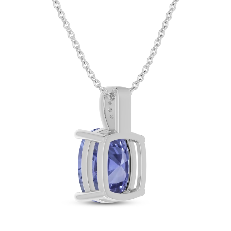 Main Image 3 of Cushion-Cut Blue Lab-Created Sapphire & White Lab-Created Sapphire Necklace Sterling Silver 18&quot;