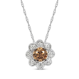 Le Vian Diamond Flower Necklace 1/2 ct tw 14K Vanilla Gold 18&quot;
