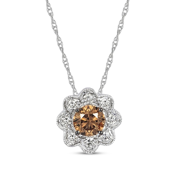 Le Vian Diamond Flower Necklace 1/2 ct tw 14K Vanilla Gold 18"