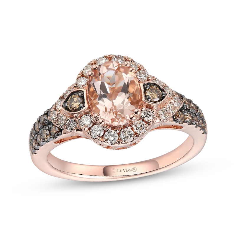 Main Image 1 of Le Vian Oval-Cut Morganite Ring 5/8 ct tw Diamonds 14K Strawberry Gold