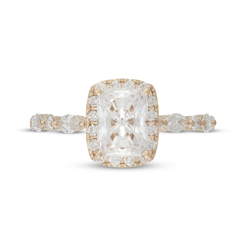 Main Image 3 of Neil Lane Artistry Radiant-Cut Lab-Grown Diamond Halo Engagement Ring 1-3/4 ct tw 14K Yellow Gold