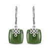 Thumbnail Image 2 of Cushion-Shaped Nephrite Jade Lucky Knot Drop Earrings Sterling Silver