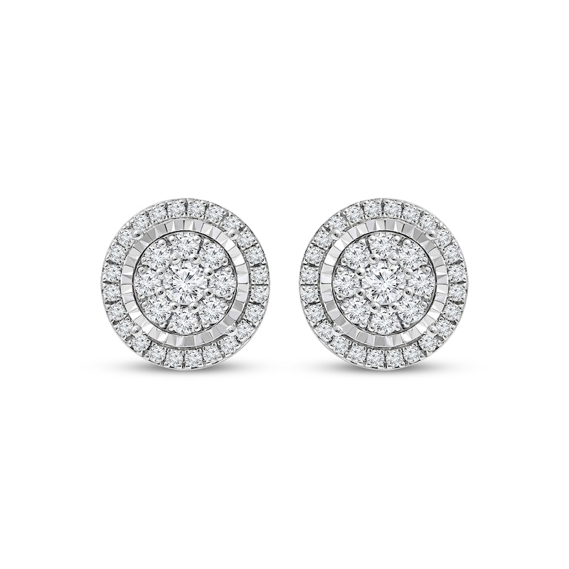 Main Image 2 of Multi-Diamond Halo Stud Earrings 1 ct tw 10K White Gold