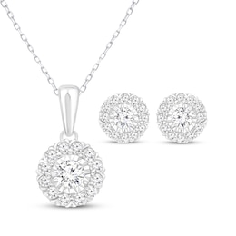 Lab-Created Diamonds by KAY Necklace & Stud Earrings Set 1-1/2 ct tw 10K White Gold