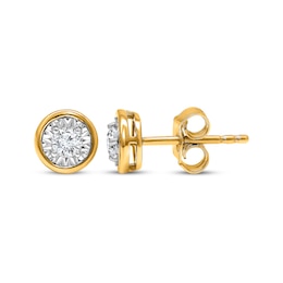 Round-Cut Diamond Bezel-Look Solitaire Stud Earrings 1/4 ct tw 10K Yellow Gold (J/I3)