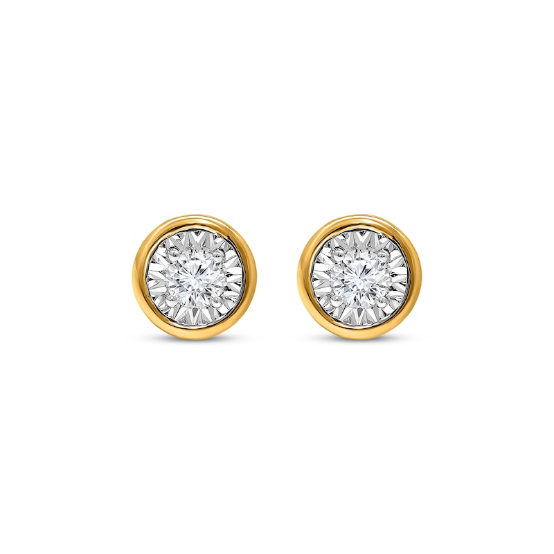 Main Image 2 of Round-Cut Diamond Bezel-Look Solitaire Stud Earrings 1/4 ct tw 10K Yellow Gold (J/I3)