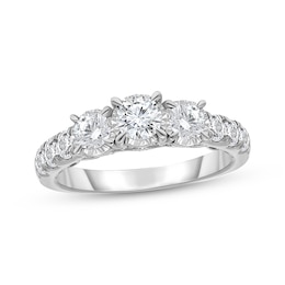 Memories, Moments, Magic Round-Cut Diamond Three-Stone Engagement Ring 1-1/2 ct tw 10K White Gold