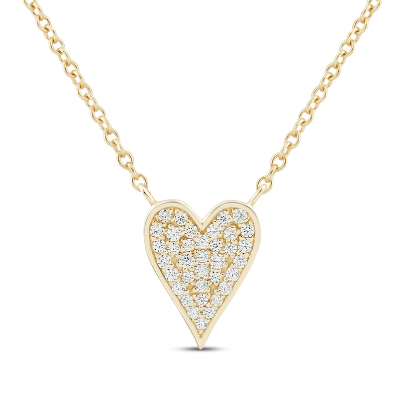 Multi-Diamond Elongated Heart Necklace 1/10 ct tw 10K Yellow Gold