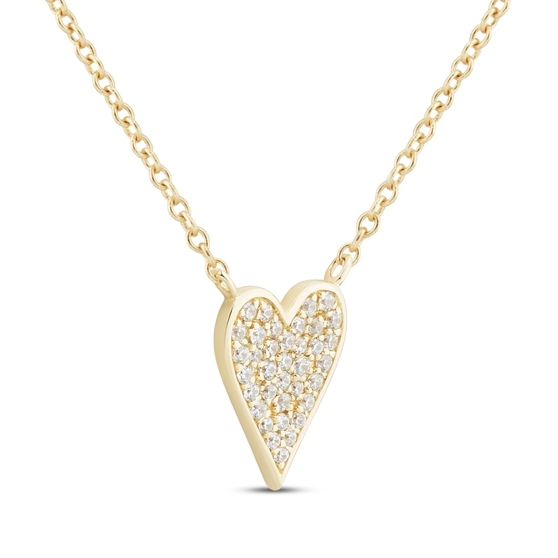 Multi-Diamond Elongated Heart Necklace 1/10 ct tw 10K Yellow Gold