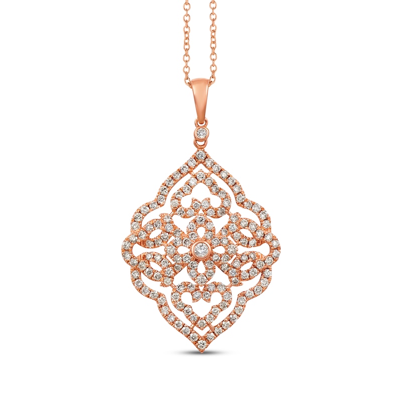 Le Vian Diamond Filigree Necklace 1-1/5 ct tw 14K Strawberry Gold 18"